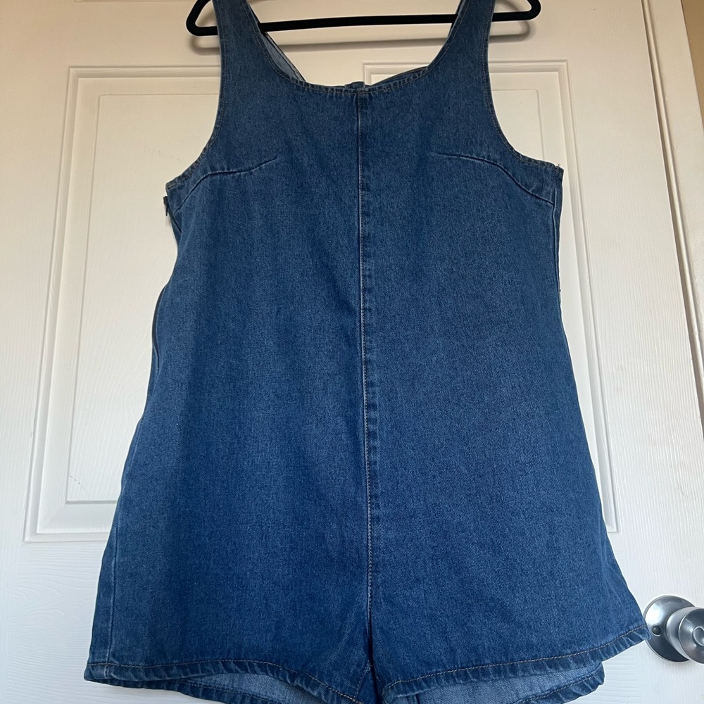 SHEIN Blue Denim One Piece Sleeveless Casual
